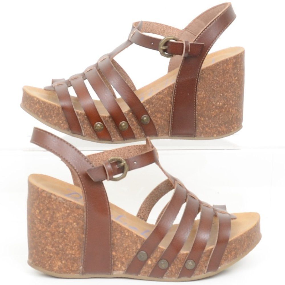 Blowfish Malibu Humble Caged Wedge Sandal Women's 7.5 Hippie Boho Summer Vegan
